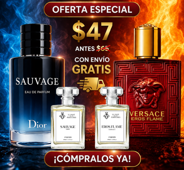 Promoción Versace Eros Flame 100ml - Sauvage Dior 100ml