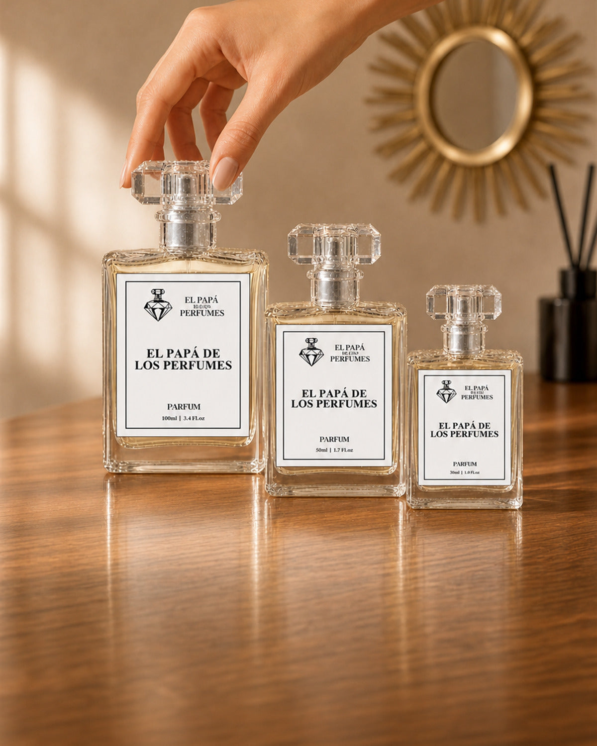 Los tres tamaños: 30, 50 y 100 ml